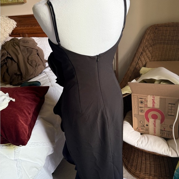 Bardot Carmelle Ruffle Sheath Dress  Black Spaghetti Strap - Picture 2 of 5